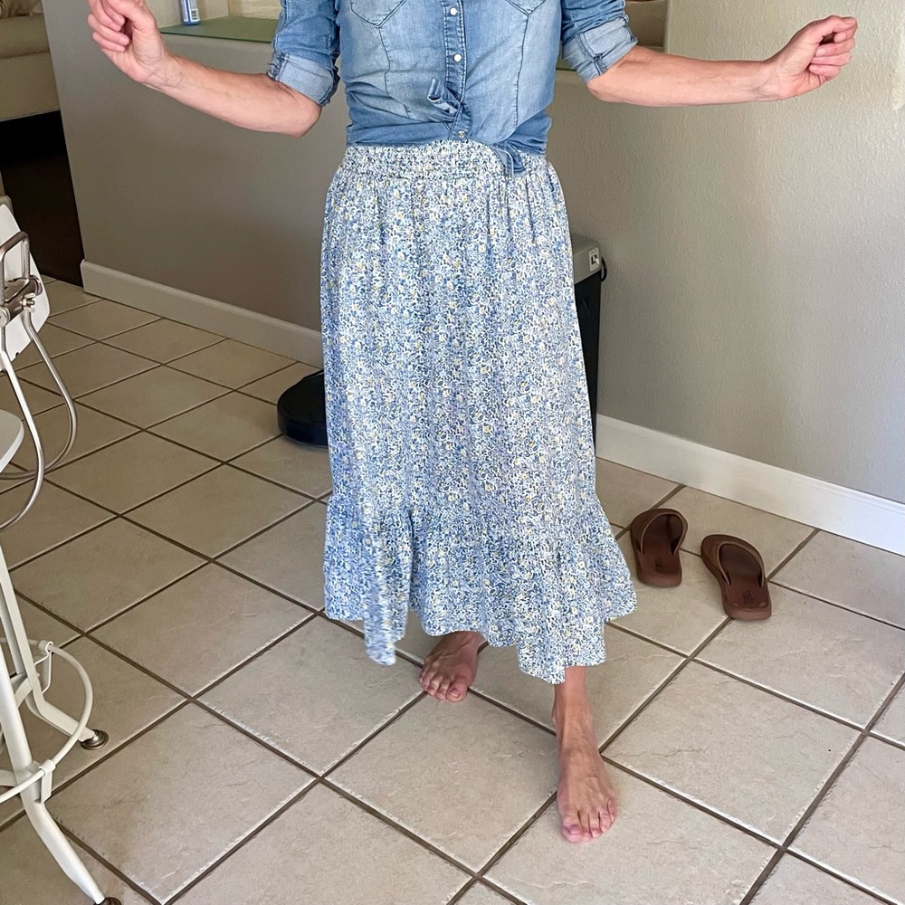 Floral Skirt with blue and yellow flowers